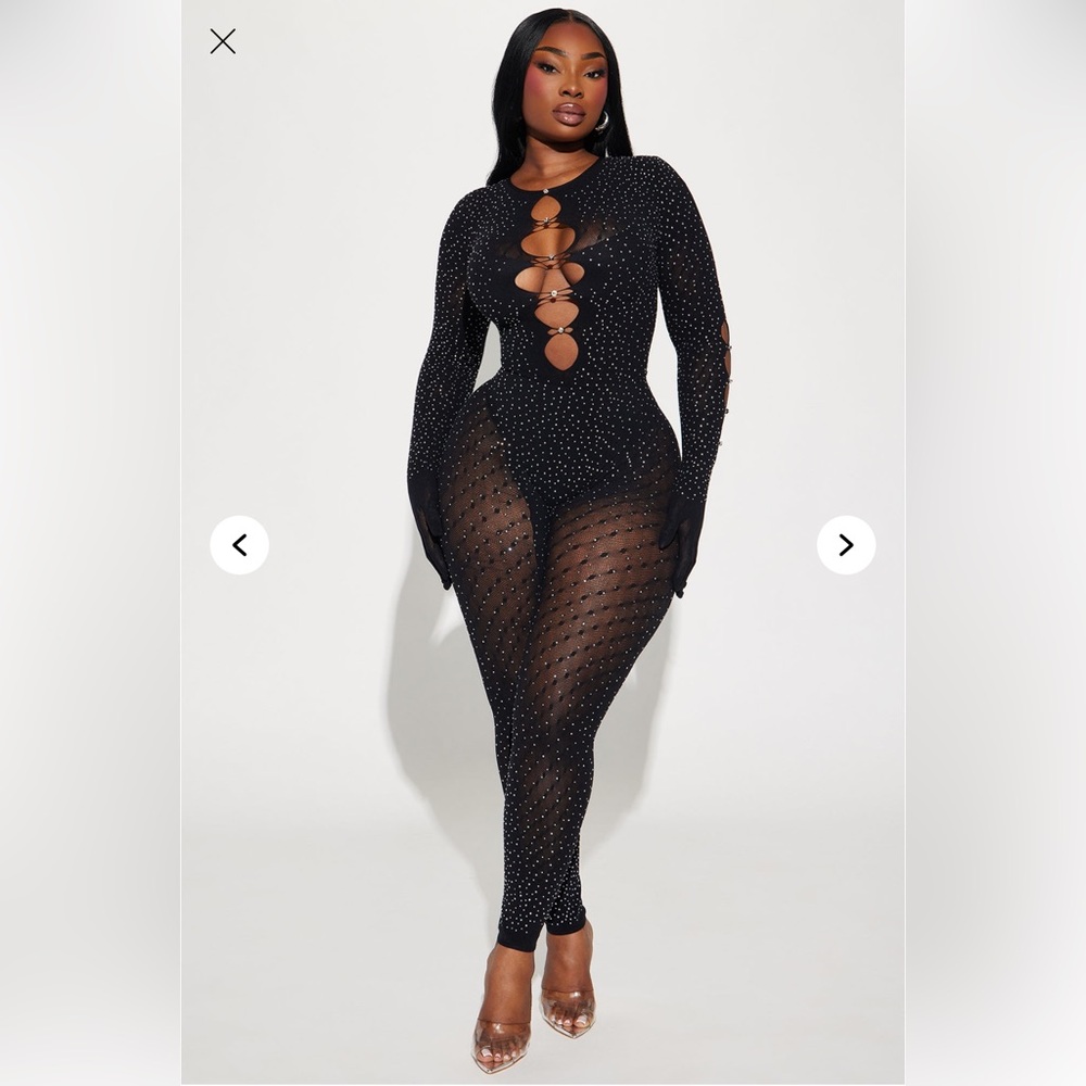 Black Rhinestone Bodysuit - Picture 4 of 5